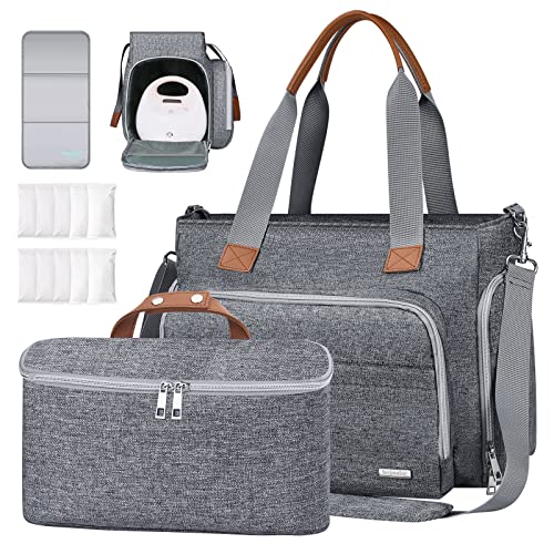 Momcozy Diaper / Breast Pump Backpack Bag Gray