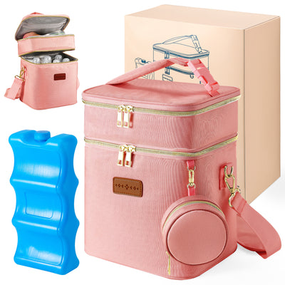 Breast Milk Cooler Travel Bag – Leakproof Insulated Baby Bottle Cooler Bag with Ice Pack, Portable lunch bag
