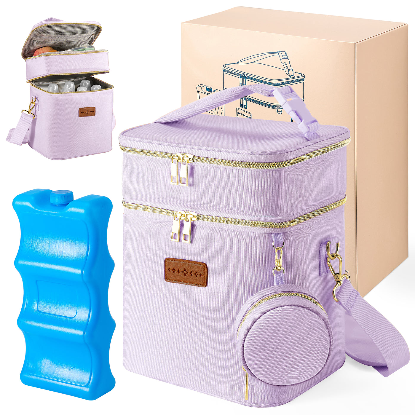 Breast Milk Cooler Travel Bag – Leakproof Insulated Baby Bottle Cooler Bag with Ice Pack, Portable lunch bag