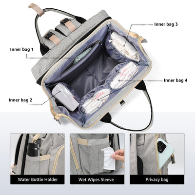 DERSTUEWE Diaper Bag Backpack,Multi-Functional Diaper Bag with Changing Station,USB Charging Port