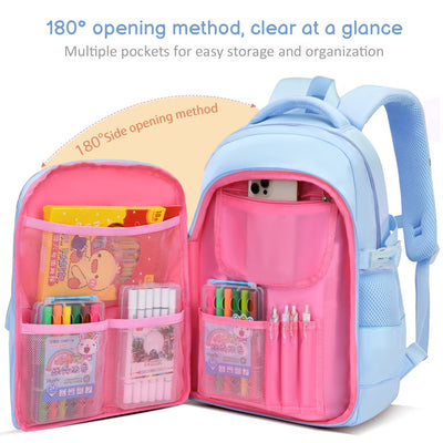 Derstuewe Multifunctional schoolbag with cute doll pendants for boys and girls. Durable and suitable for travel and school