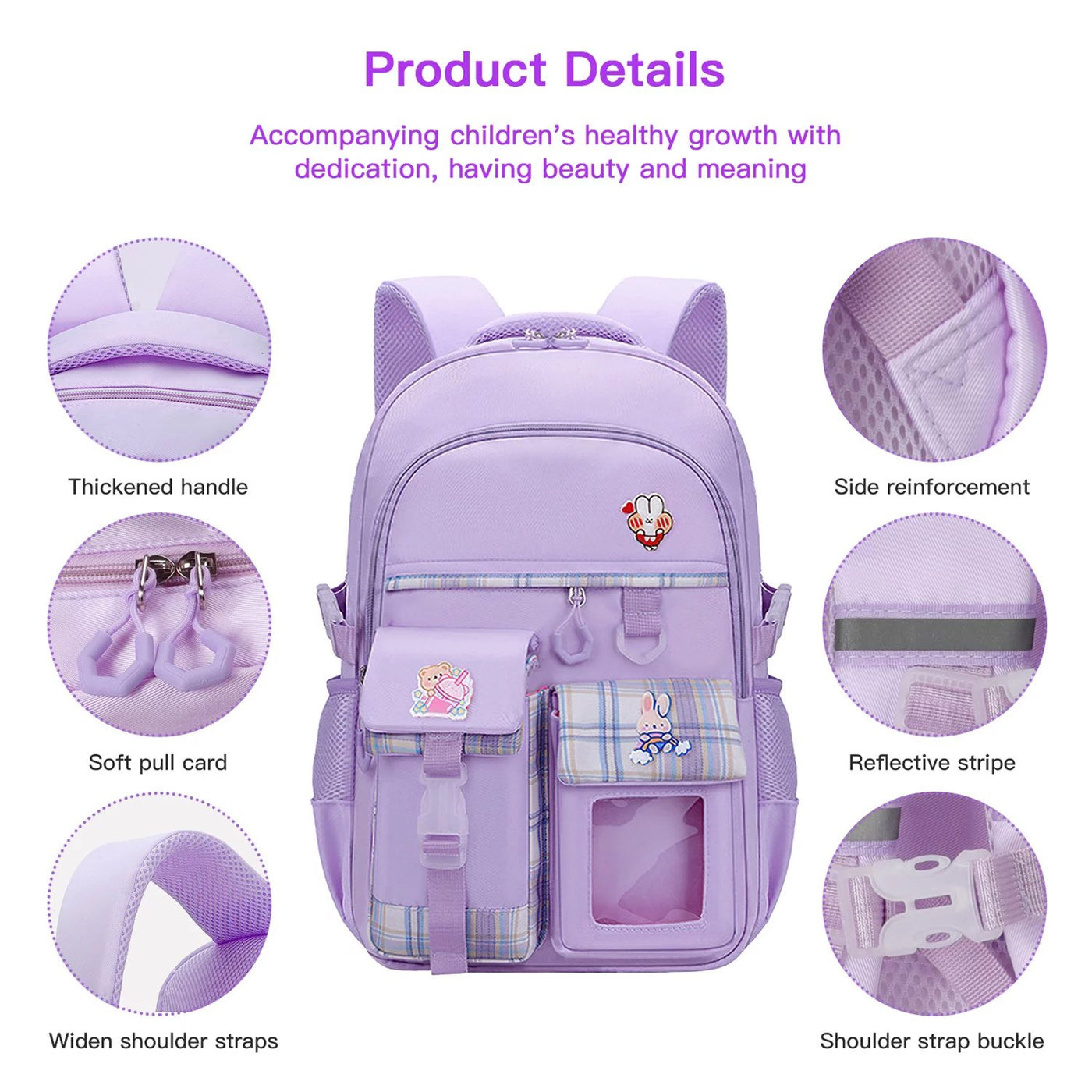 Derstuewe Cute Purple School Backpack for Teens and Students, Purple Color