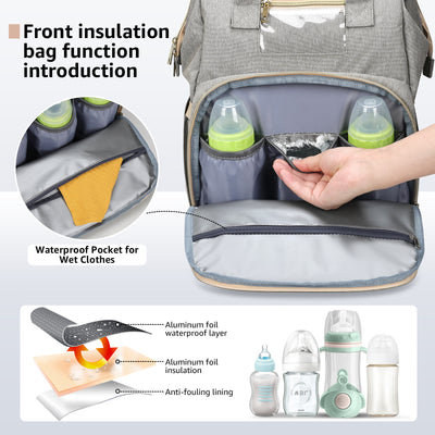 DERSTUEWE Diaper Bag Backpack,Multi-Functional Diaper Bag with Changing Station,USB Charging Port