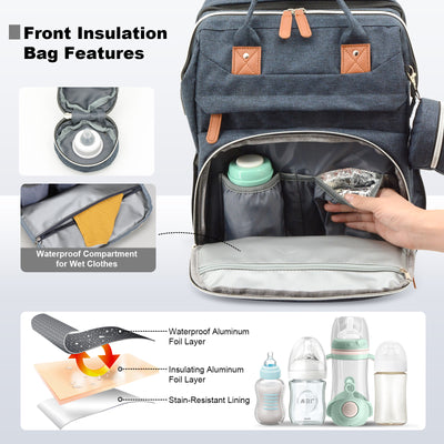 DERSTUEWE Baby Diaper Bag Backpack with Changing Station, Multifunctional Waterproof Portable Baby Bag for Travel– Large Capacity, Blue