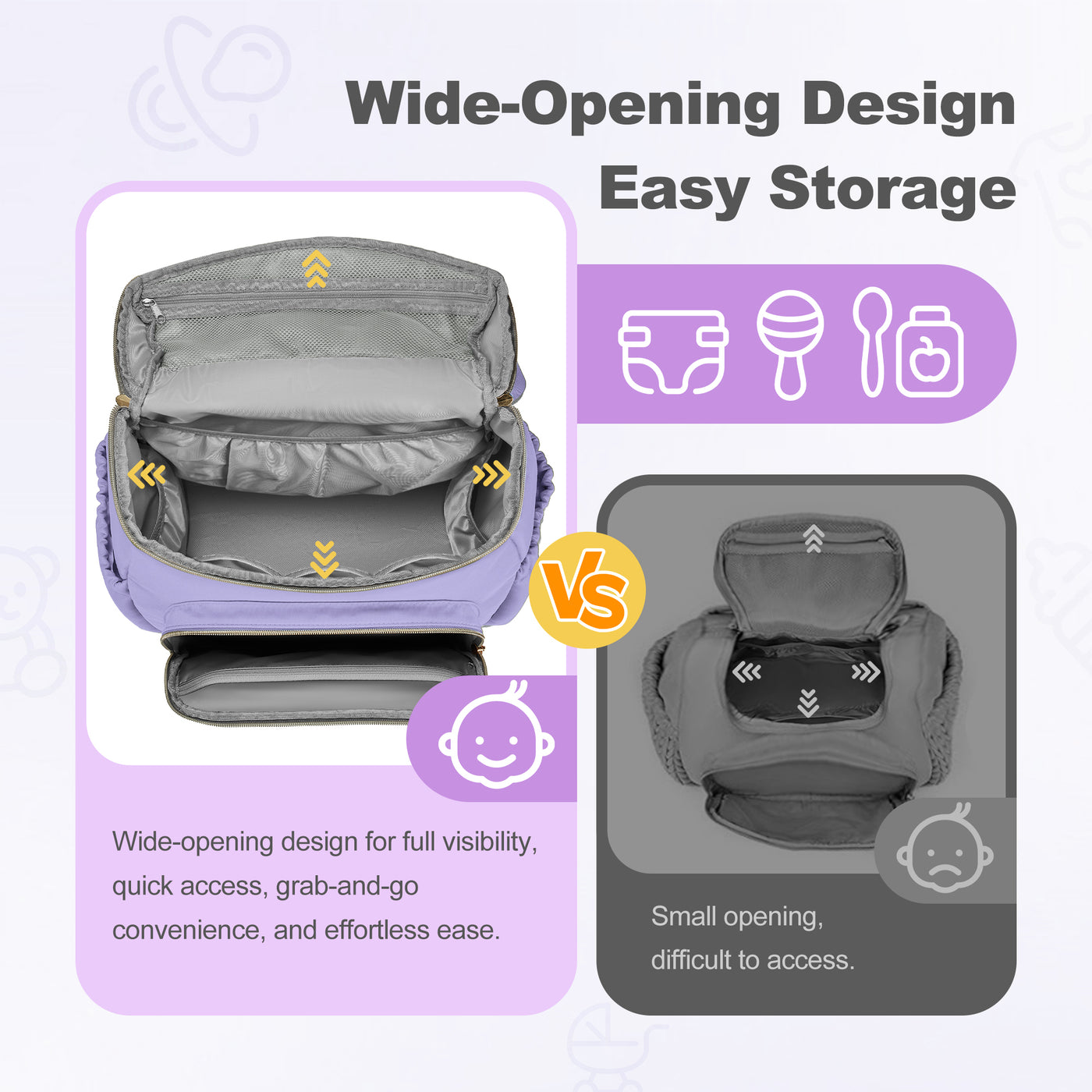 Diaper Bags, Small Diaper Backpack for Women Baby Diaper Bag with Insulated Milk Bottle Pocket, Purple