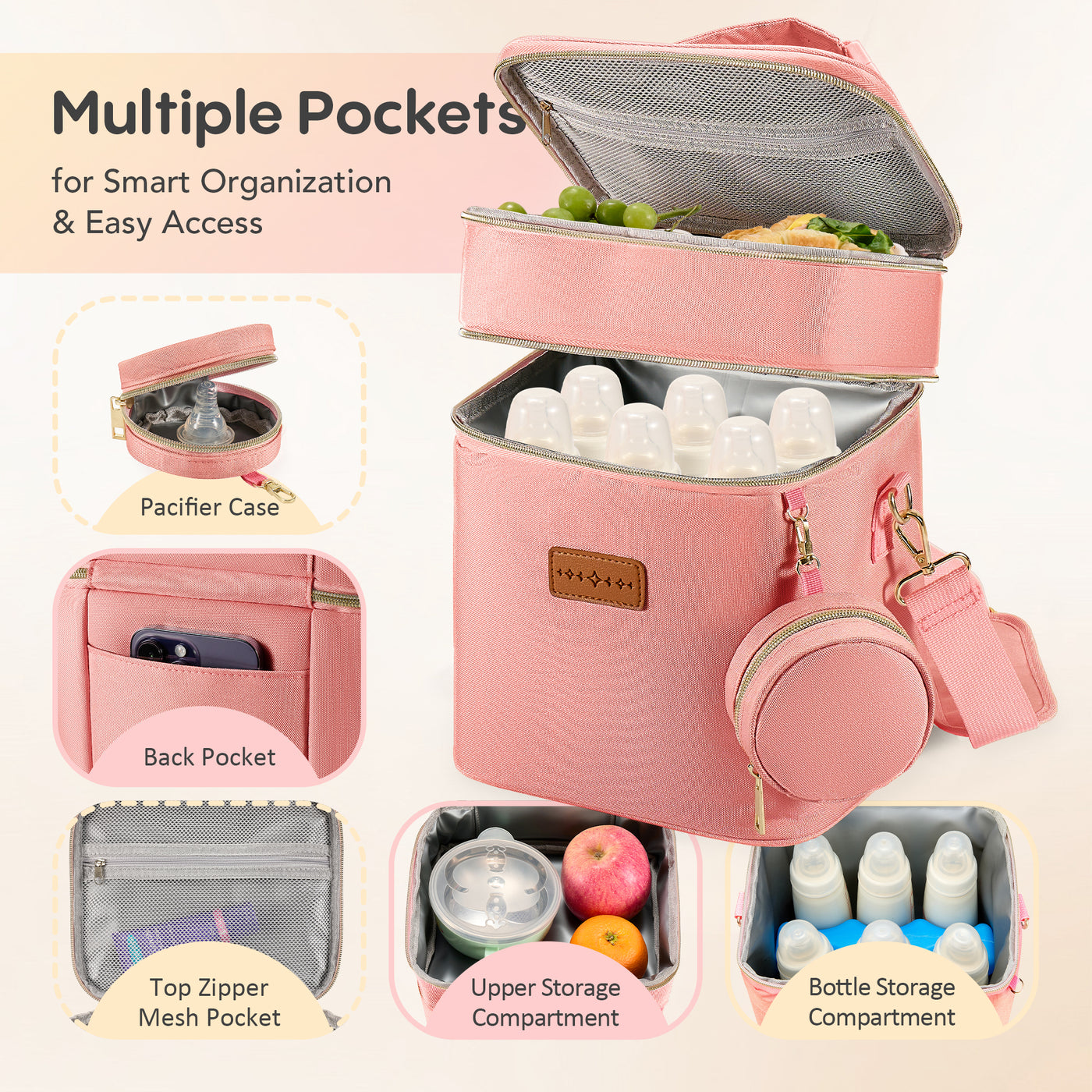 Breast Milk Cooler Travel Bag – Leakproof Insulated Baby Bottle Cooler Bag with Ice Pack, Portable lunch bag