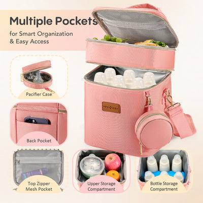 Breast Milk Cooler Travel Bag – Leakproof Insulated Baby Bottle Cooler Bag with Ice Pack, Portable lunch bag