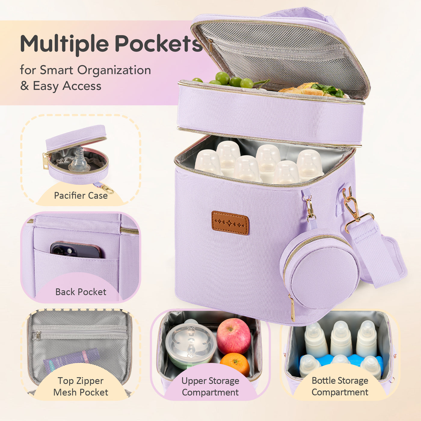 Breast Milk Cooler Travel Bag – Leakproof Insulated Baby Bottle Cooler Bag with Ice Pack, Portable lunch bag