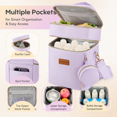 Breast Milk Cooler Travel Bag – Leakproof Insulated Baby Bottle Cooler Bag with Ice Pack, Portable lunch bag