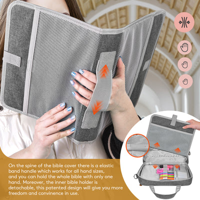 Bible Cover for Women, Book Cover Large Bible Bag Bookcase Church Bag with Handle and Zippered Pocket, Perfect Gift for Men & Women