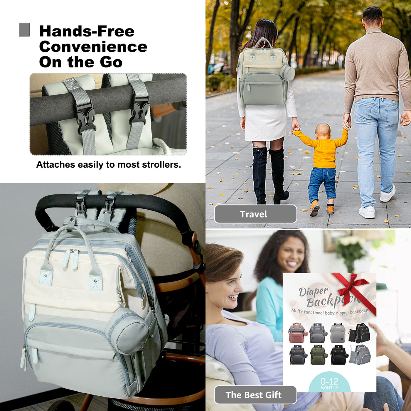 Baby Diaper Bag Backpack, Large Baby Bag with Bottle Holder, Stylish Diaper Backpacks for Travel