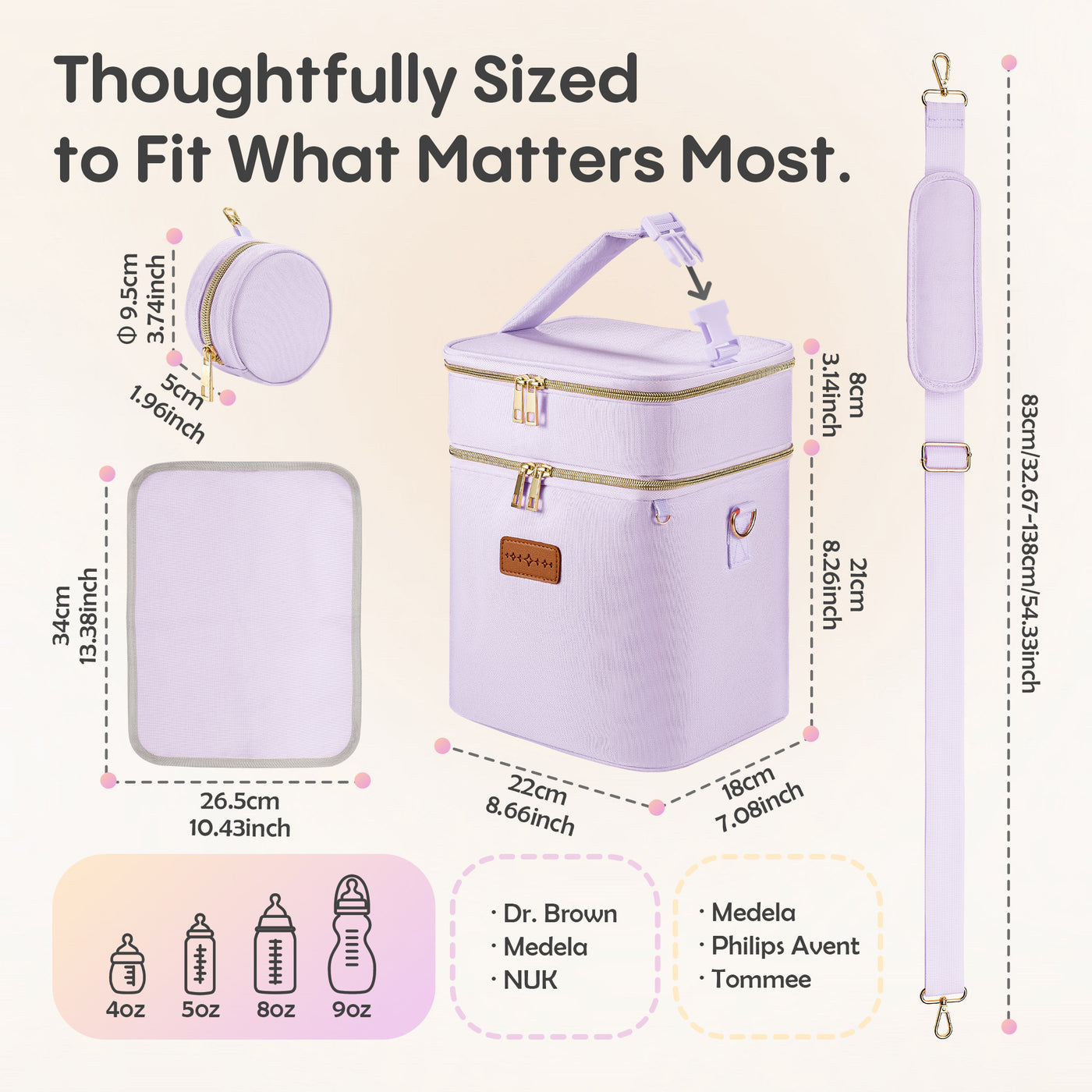 Breast Milk Cooler Travel Bag – Leakproof Insulated Baby Bottle Cooler Bag with Ice Pack, Portable lunch bag