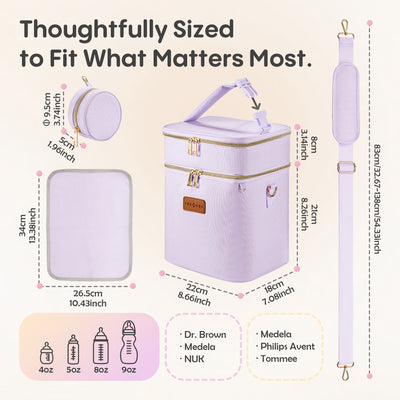 Breast Milk Cooler Travel Bag – Leakproof Insulated Baby Bottle Cooler Bag with Ice Pack, Portable lunch bag
