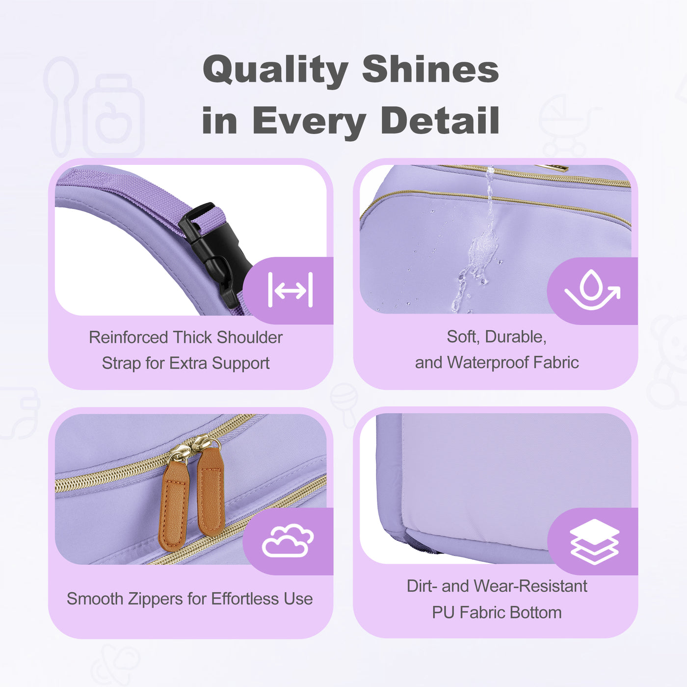 Diaper Bags, Small Diaper Backpack for Women Baby Diaper Bag with Insulated Milk Bottle Pocket, Purple