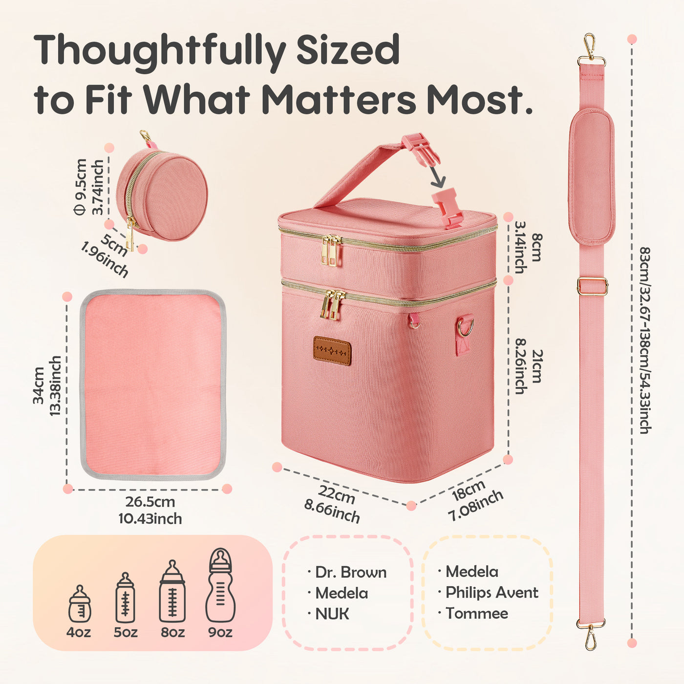 Breast Milk Cooler Travel Bag – Leakproof Insulated Baby Bottle Cooler Bag with Ice Pack, Portable lunch bag