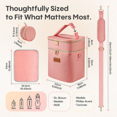 Breast Milk Cooler Travel Bag – Leakproof Insulated Baby Bottle Cooler Bag with Ice Pack, Portable lunch bag