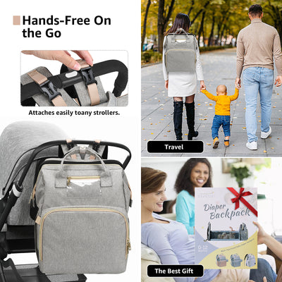 DERSTUEWE Diaper Bag Backpack,Multi-Functional Diaper Bag with Changing Station,USB Charging Port