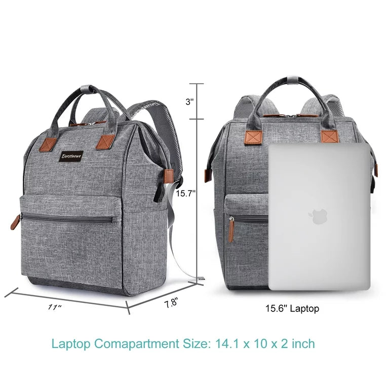 Derstuewe Unisex Classic Backpack, Casual Daypack with USB Charging Port for Women & Men, Pink