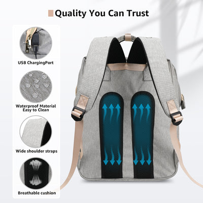 DERSTUEWE Diaper Bag Backpack,Multi-Functional Diaper Bag with Changing Station,USB Charging Port