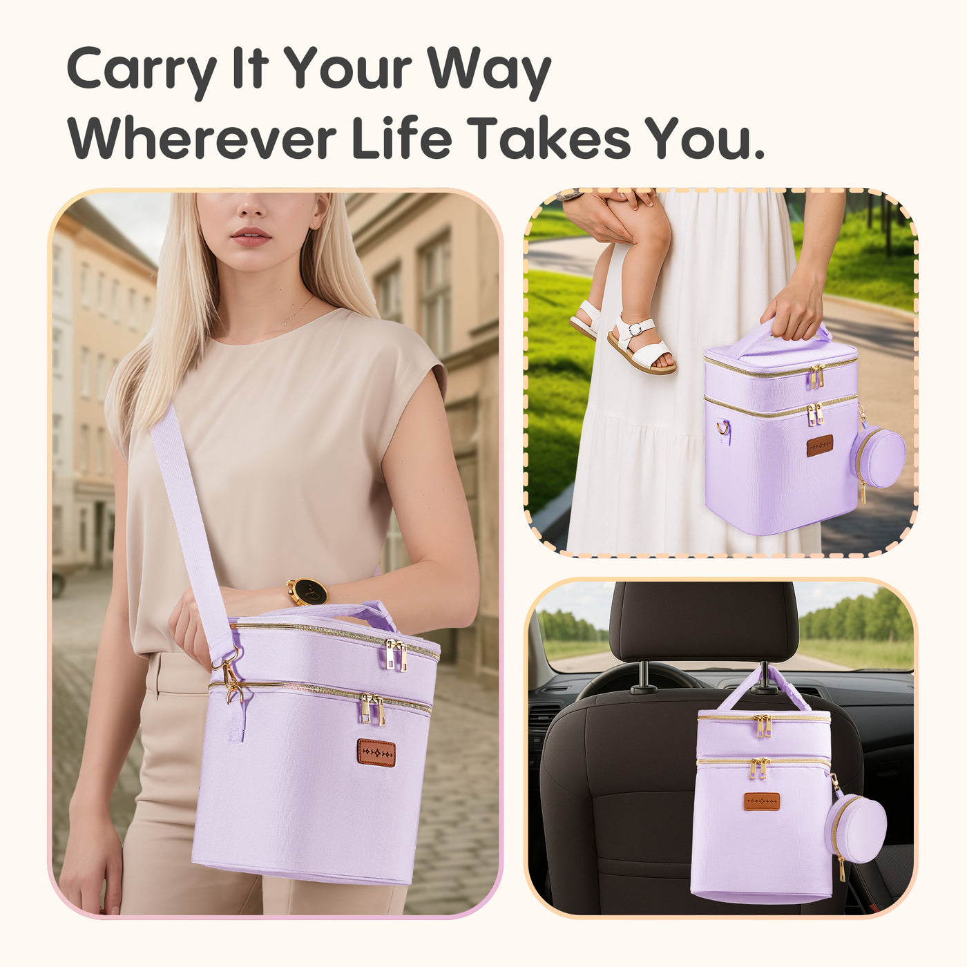 Breast Milk Cooler Travel Bag – Leakproof Insulated Baby Bottle Cooler Bag with Ice Pack, Portable lunch bag