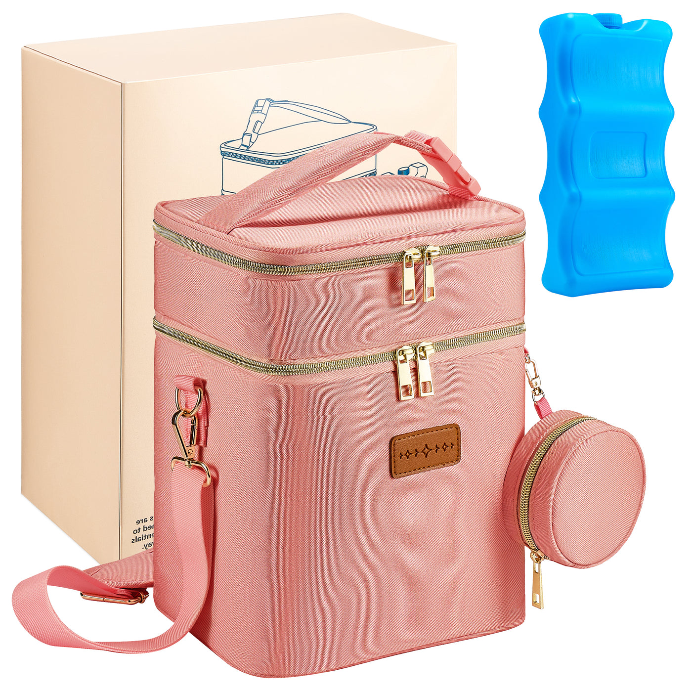 Breast Milk Cooler Travel Bag – Leakproof Insulated Baby Bottle Cooler Bag with Ice Pack, Portable lunch bag