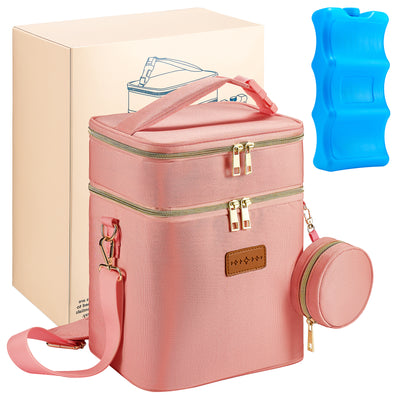 Breast Milk Cooler Travel Bag – Leakproof Insulated Baby Bottle Cooler Bag with Ice Pack, Portable lunch bag