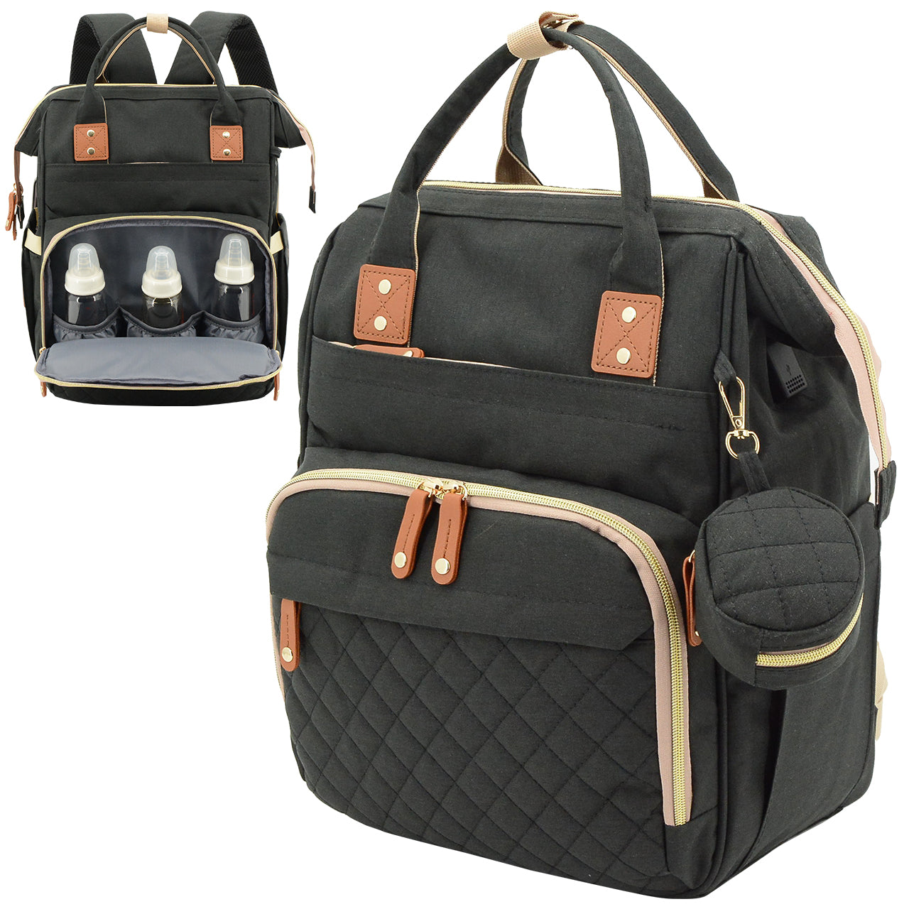 DERSTUEWE Diaper Bag Backpack,Multi-Functional Diaper Bag with Changing Station,USB Charging Port