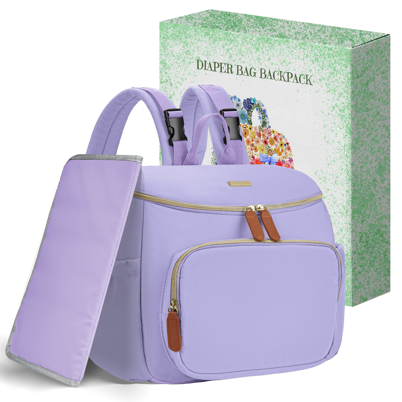 Diaper Bags, Small Diaper Backpack for Women Baby Diaper Bag with Insulated Milk Bottle Pocket, Purple