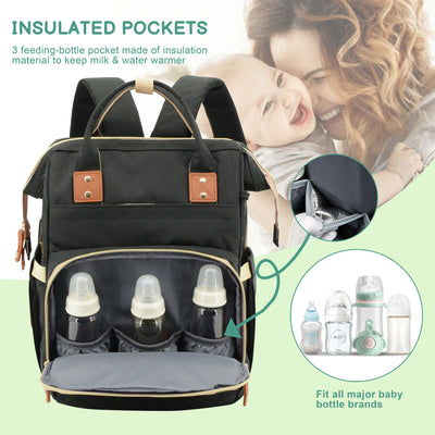 DERSTUEWE Diaper Bag Backpack,Multi-Functional Diaper Bag with Changing Station,USB Charging Port