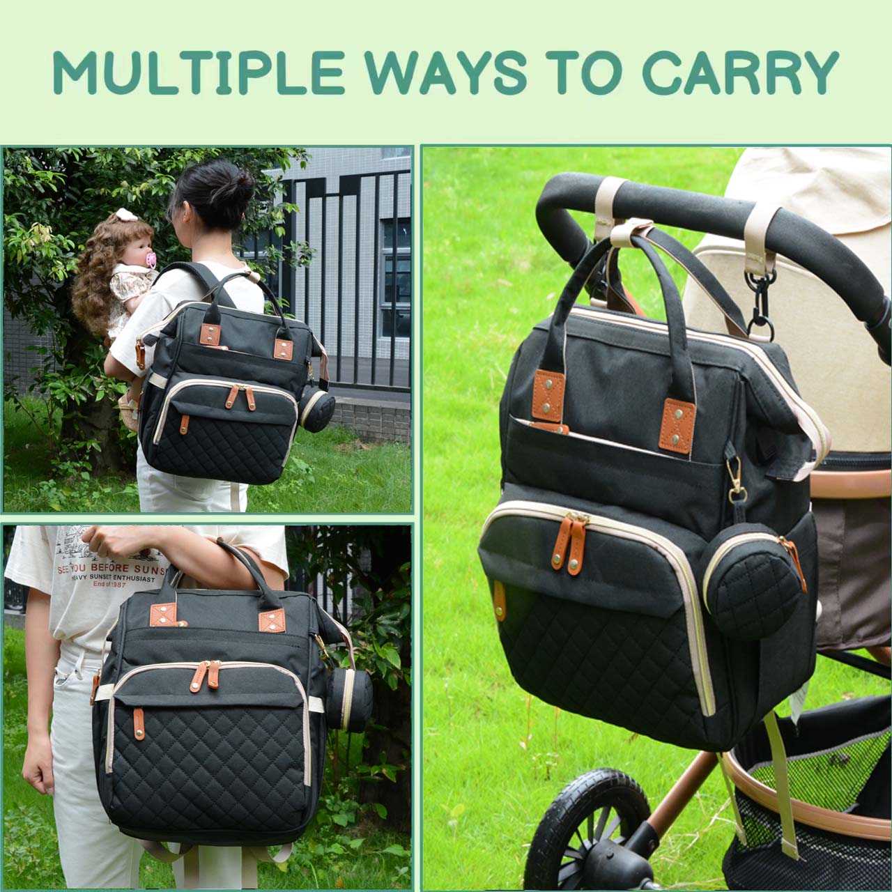 DERSTUEWE Diaper Bag Backpack,Multi-Functional Diaper Bag with Changing Station,USB Charging Port