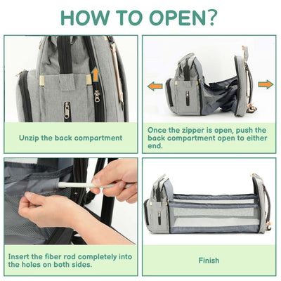 DERSTUEWE Diaper Bag Backpack,Multi-Functional Diaper Bag with Changing Station,USB Charging Port