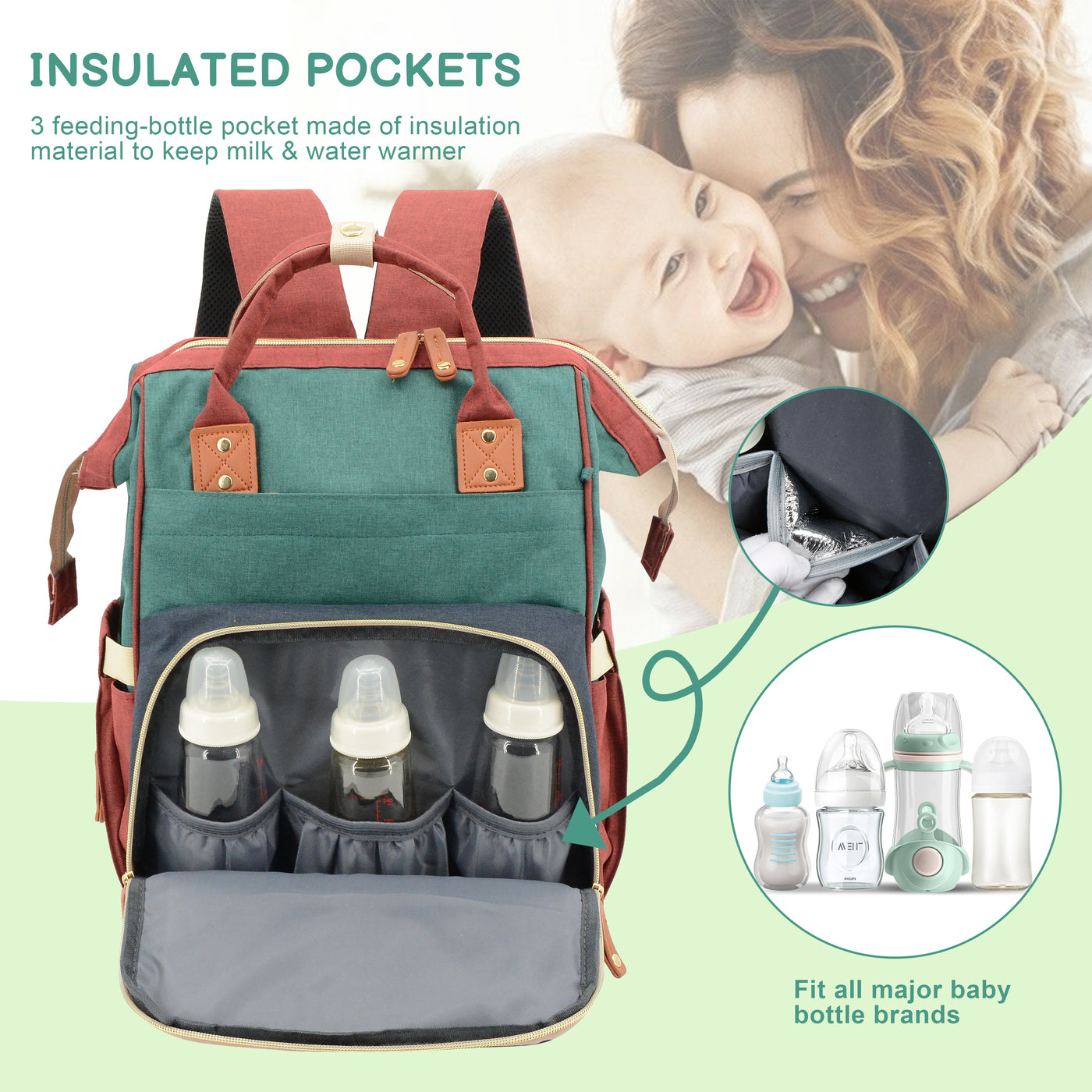 DERSTUEWE Diaper Bag Backpack,Multi-Functional Diaper Bag with Changing Station,USB Charging Port