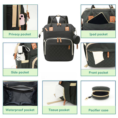 DERSTUEWE Diaper Bag Backpack,Multi-Functional Diaper Bag with Changing Station,USB Charging Port