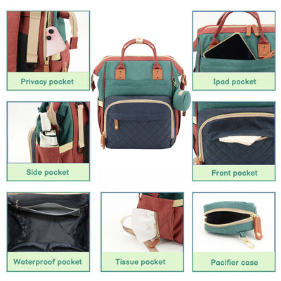 DERSTUEWE Diaper Bag Backpack,Multi-Functional Diaper Bag with Changing Station,USB Charging Port