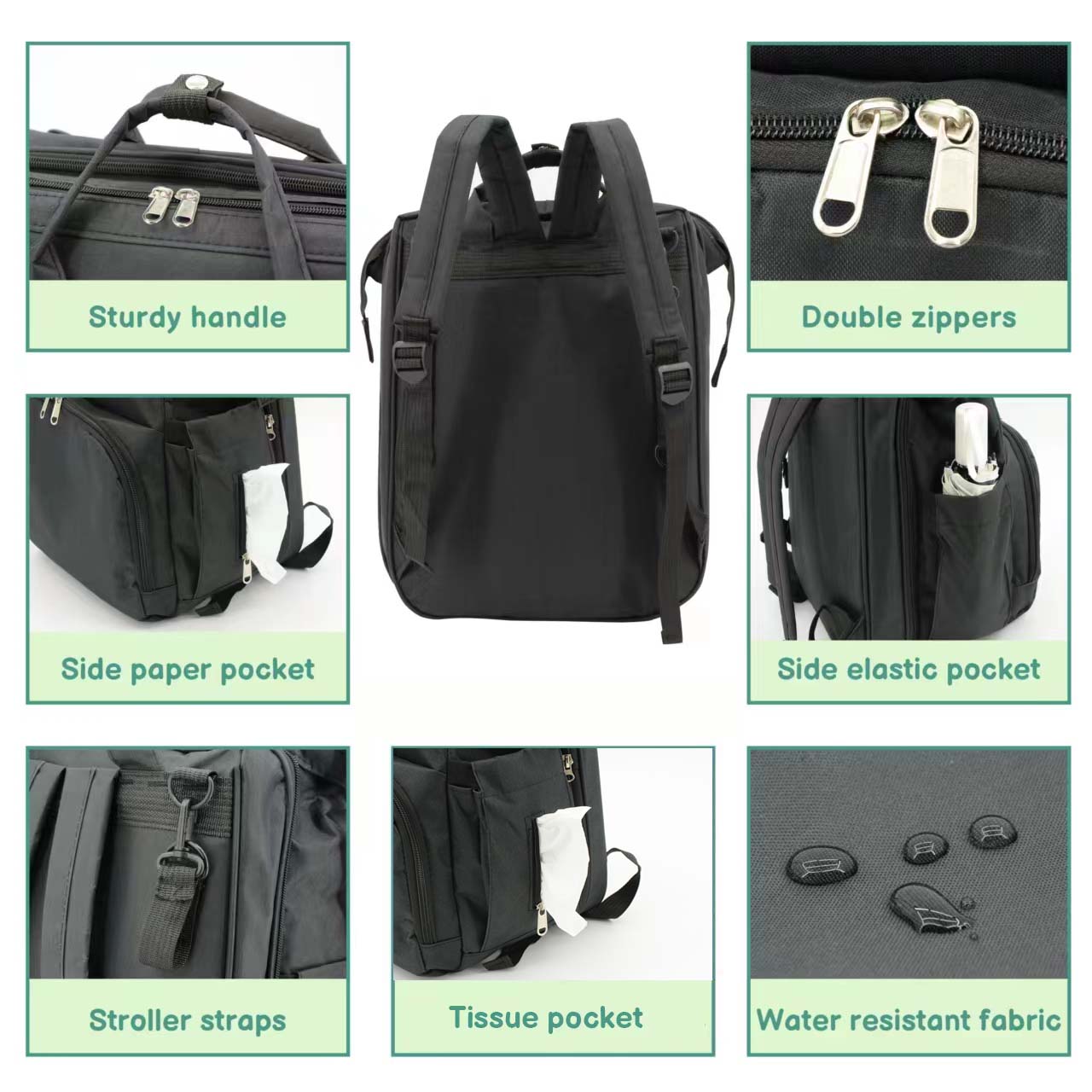 DERSTUEWE Diaper Bag Backpack,Multi-Functional Diaper Bag with Changing Station,USB Charging Port