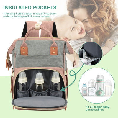 DERSTUEWE Diaper Bag Backpack,Multi-Functional Diaper Bag with Changing Station,USB Charging Port