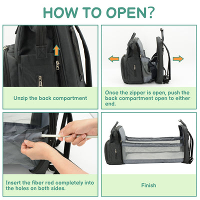 DERSTUEWE Diaper Bag Backpack,Multi-Functional Diaper Bag with Changing Station,USB Charging Port