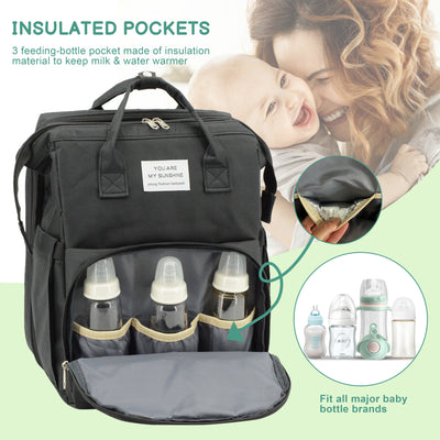 DERSTUEWE Diaper Bag Backpack,Multi-Functional Diaper Bag with Changing Station,USB Charging Port