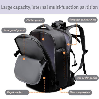 Derstuewe Large Travel Backpack for Women , Carry on Backpack for Outdoor Sports , Waterproof Laptop Bag with USB Charging Port ,Backpack Flight Approved