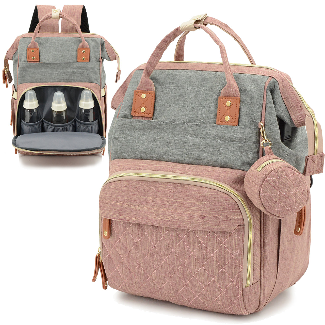 DERSTUEWE Diaper Bag Backpack,Multi-Functional Diaper Bag with Changing Station,USB Charging Port