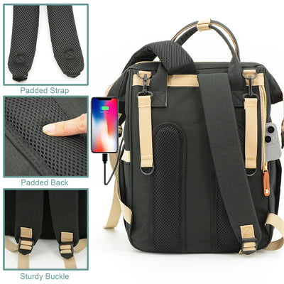 DERSTUEWE Diaper Bag Backpack,Multi-Functional Diaper Bag with Changing Station,USB Charging Port