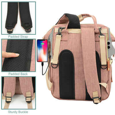 DERSTUEWE Diaper Bag Backpack,Multi-Functional Diaper Bag with Changing Station,USB Charging Port