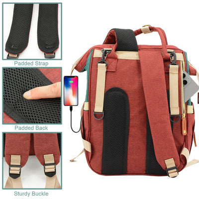 DERSTUEWE Diaper Bag Backpack,Multi-Functional Diaper Bag with Changing Station,USB Charging Port