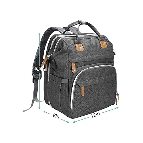 DERJUNSTAR Diaper Backpack with Changing Station Dark Grey 04