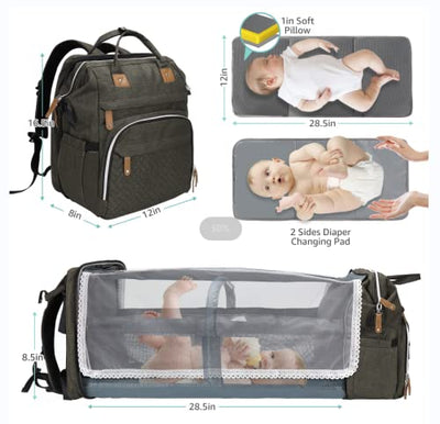 DERJUNSTAR Diaper Bag Backpack, Baby Diaper Bags, Baby Shower Gifts, with Portable Diaper Pad