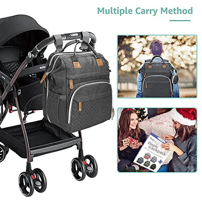 DERJUNSTAR Diaper Backpack with Changing Station Dark Grey 02