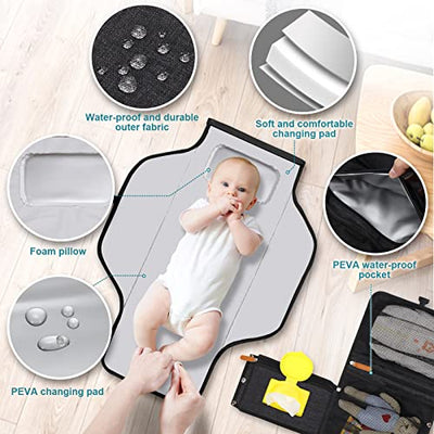 Portable Diaper Changing Pad, DerJunstar Portable Changing pad for Newborn Girl & Boy