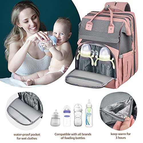 Diaper Backpack With Laptop Bag Pale Pink 05