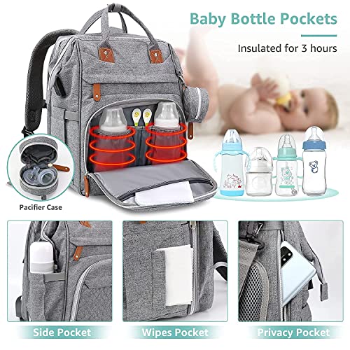 Diaper Backpack Bag Heather Grey 05