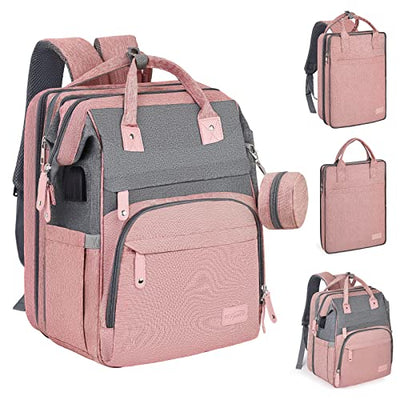 Diaper Backpack With Laptop Bag Pale Pink 01